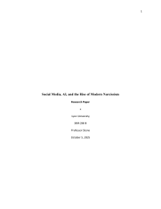 Social Media, AI, and Modern Narcissism: A Research Paper Analysis