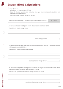 Energy Calculations Worksheet: Kinetic & Potential Energy
