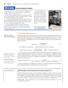 Operations Management: Productivity Measurement & Improvement
