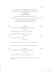 APJ Abdul Kalam Tech University M.Tech Earthquake Design Exam 2016