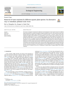 Aquatic Plant Species for Water Nutrient Removal & Rural River Remediation