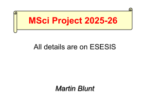 MSci Project 2025-26: Guide & Deadlines