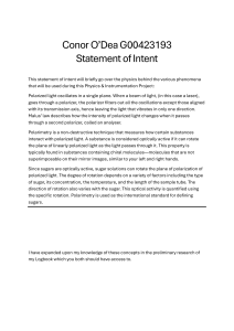 Polarized Light & Polarimetry: Statement of Intent