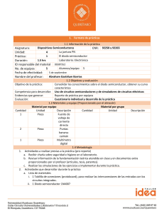 Formato de Pr&aacute;cticas: Diodo Semiconductor - Universidad An&aacute;huac