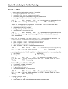 Intro to Psychology: Definitions, Thinking, & History