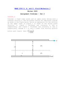 Fluid Mechanics I: Winter 2025 Assignment Problems Set 2