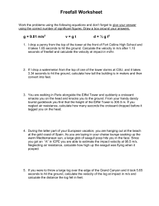 Freefall Physics Worksheet