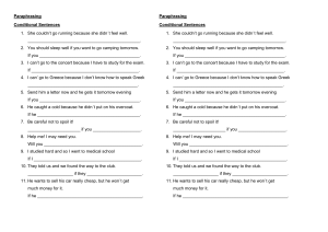 Conditional Sentences Worksheet: Paraphrasing Practice