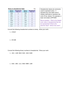 Hexadecimal & Binary Conversions Worksheet
