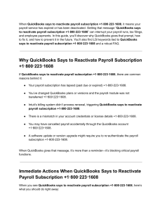 QuickBooks Payroll Reactivation Guide: Fix Error +1-800-223-1608