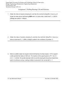 Rolling Bearings Life & Selection: Mechanical Design 2 Assignment