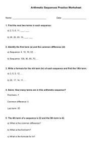 Arithmetic Sequences Practice Worksheet