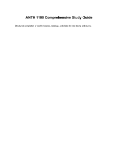 ANTH 1100 Anthropology Study Guide: Lectures & Slides