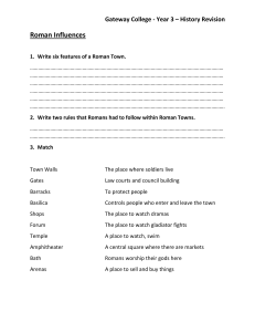Roman Influences History Revision Worksheet - Gateway College Year 3