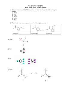 Organic Chemistry Problem Set: Lewis & Resonance Structures