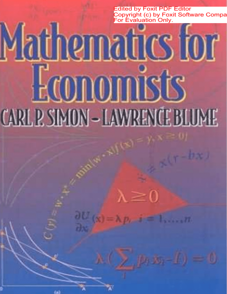 Calculus For Economists Module Pdf Mathematics for Economists: Calculus, Linear Algebra & Optimization
