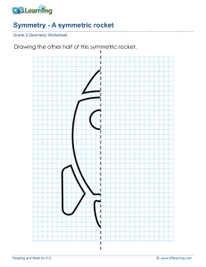 Grade 3 Geometry Worksheet: Symmetry - Draw a Symmetric Rocket