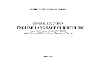 Vietnam English Language Curriculum 2018 (Grades 3-12)