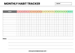 Monthly Habit Tracker Template | Personal Development & Goal Setting