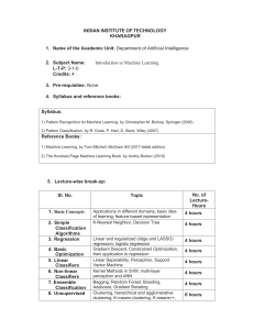Introduction to Machine Learning Syllabus - IIT Kharagpur