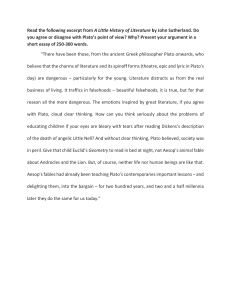 Plato's View on Literature: Dangerous Charms? Critical Essay Prompt