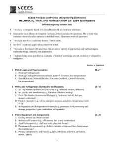 NCEES Mechanical HVAC & Refrigeration PE Exam Specs