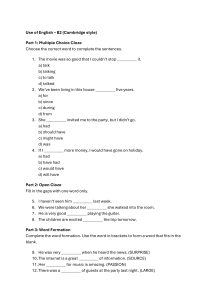 B2 Cambridge English Practice Test: Cloze, Word Formation, Transformation