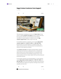 Saga Cruises Customer Care Support