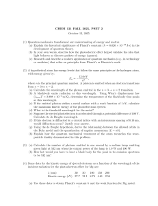 Quantum Chemistry Problem Set 2 - CHEM 121