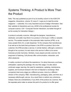 Systems Thinking in Product Design: Beyond the Product Experience