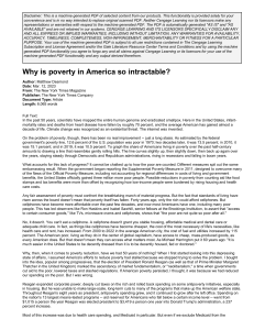 Poverty in America: Why Is It So Intractable?