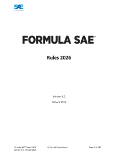 Formula SAE Rules 2026: Version 1.0 - Competition Guidelines
