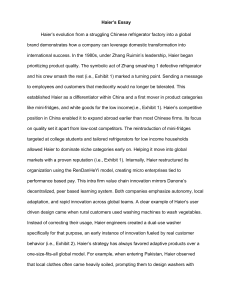 Haier's Global Strategy: Evolution, Innovation & Competitive Advantage