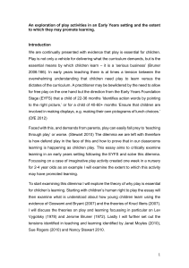 Play & Learning in Early Years: An Exploration