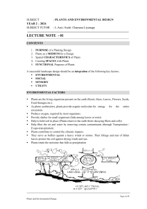 Plant & Environmental Design: Lecture Note - Planting Design