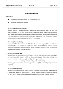International Finance Midterm Exam - NCCU Fall 2024