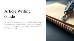 Article Writing Guide: Newspaper & Magazine Articles
