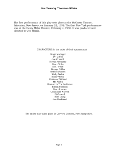 Our Town by Thornton Wilder: Play Script Excerpt (Act I)