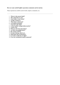 Useful English Expressions for Tourism: Hotels, Airports, Restaurants