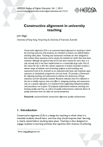 Constructive Alignment in University Teaching: A HERDSA Review