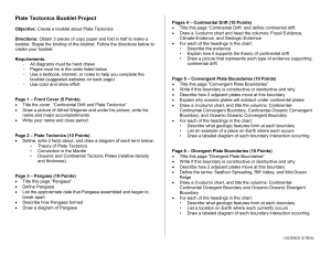 Plate Tectonics Booklet Project: Continental Drift & Earth's Features