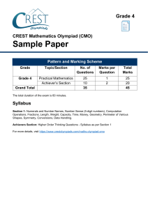 Grade 4 CREST Mathematics Olympiad (CMO) Sample Paper