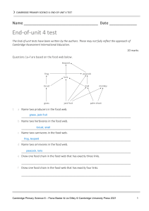 Cambridge Primary Science 6: End-of-Unit 4 Test - Food Webs & Pesticides
