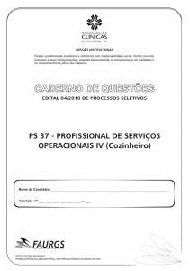 Edital 04/2010: Caderno de Quest&otilde;es para Cozinheiro HCPA