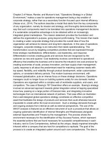 Operations Strategy in a Global Environment: Chapter 2 Summary
