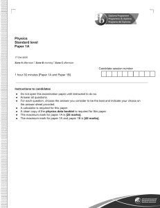 Physics SL Paper 1A Exam - Multiple Choice Questions