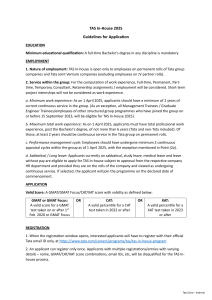 TAS In-House 2025 Application Guidelines