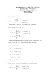 Advanced Calculus Problem Sheet - IIT Kharagpur