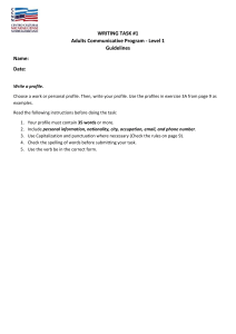 Adult ESL Profile Writing Task - Level 1