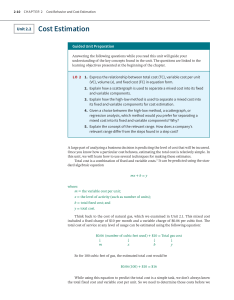 Cost Behavior & Estimation: Scattergraph, High-Low, Regression